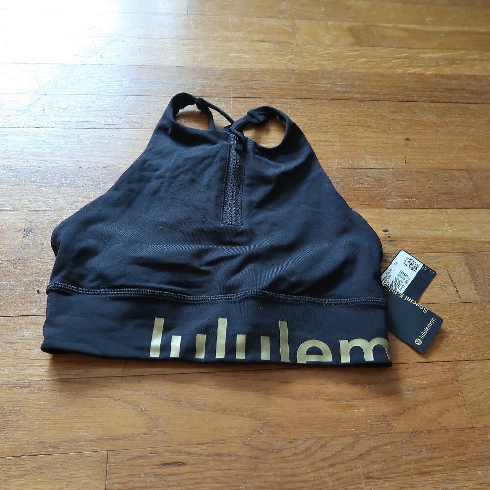NWT Lululemon Energy Bra High Neck Long Line Zip Special Edition size 4 in Black